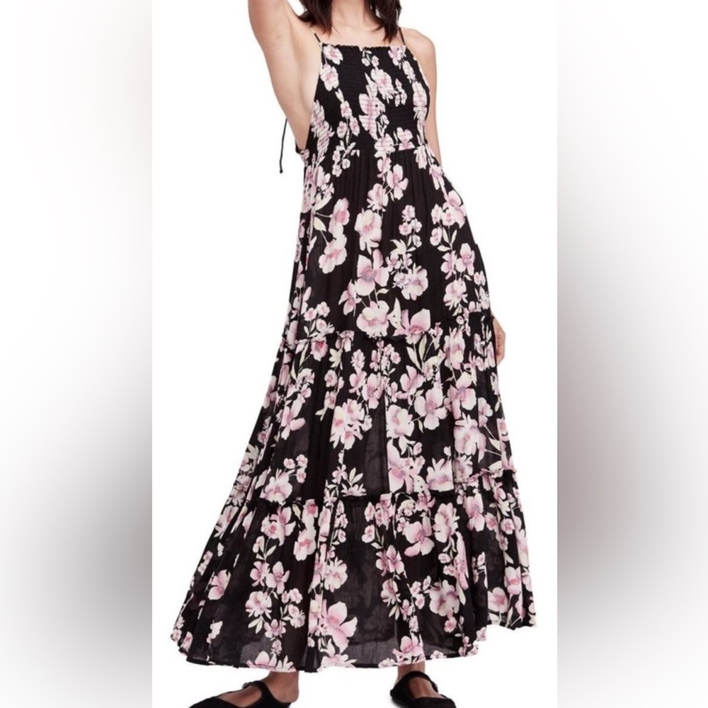 Free People Black and Pink Floral Maxi Dress. - Picture 3 of 7